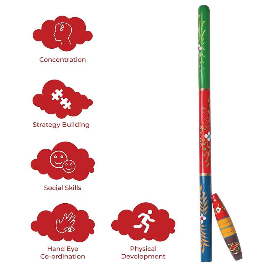 Desi Toys Gilli Danda Set - Traditional Outdoor Game for Children